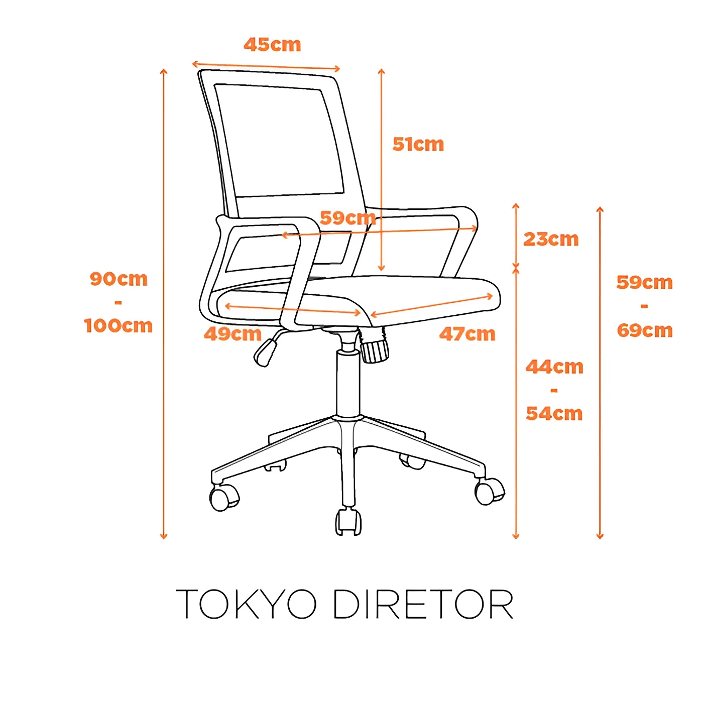 Medidas da Cadeira Tokyo Diretor